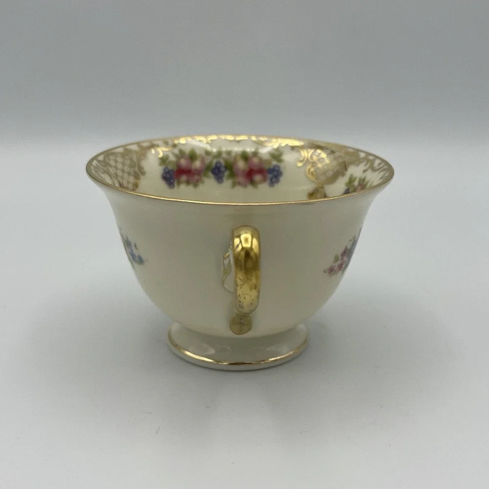 Vintage‎ Rosenthal Ivory Footed Demitasse Cup and Saucer Fruit Floral Gold Trim